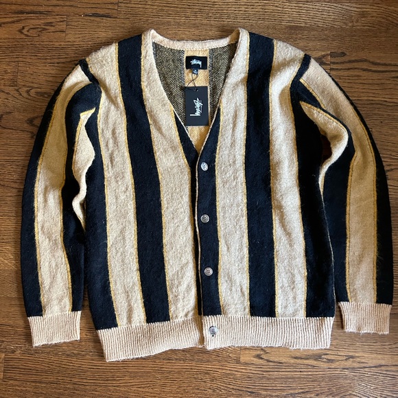 NWT Stussy Vertical Stripe Cardigan size Medium - Picture 1 of 7